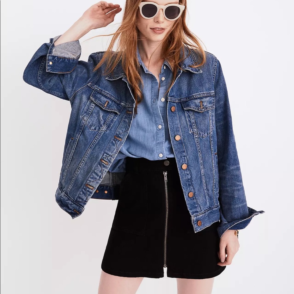 Madewell Denim Utility Skirt in Black Frost size 30